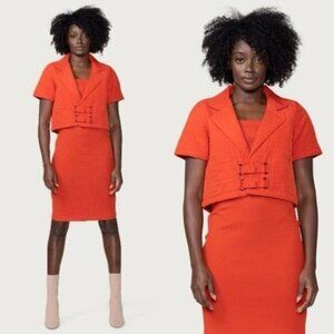 NWT [SET] Honor The Gift Quilted Crop Jacket S Red Vneck Oversized Monogram